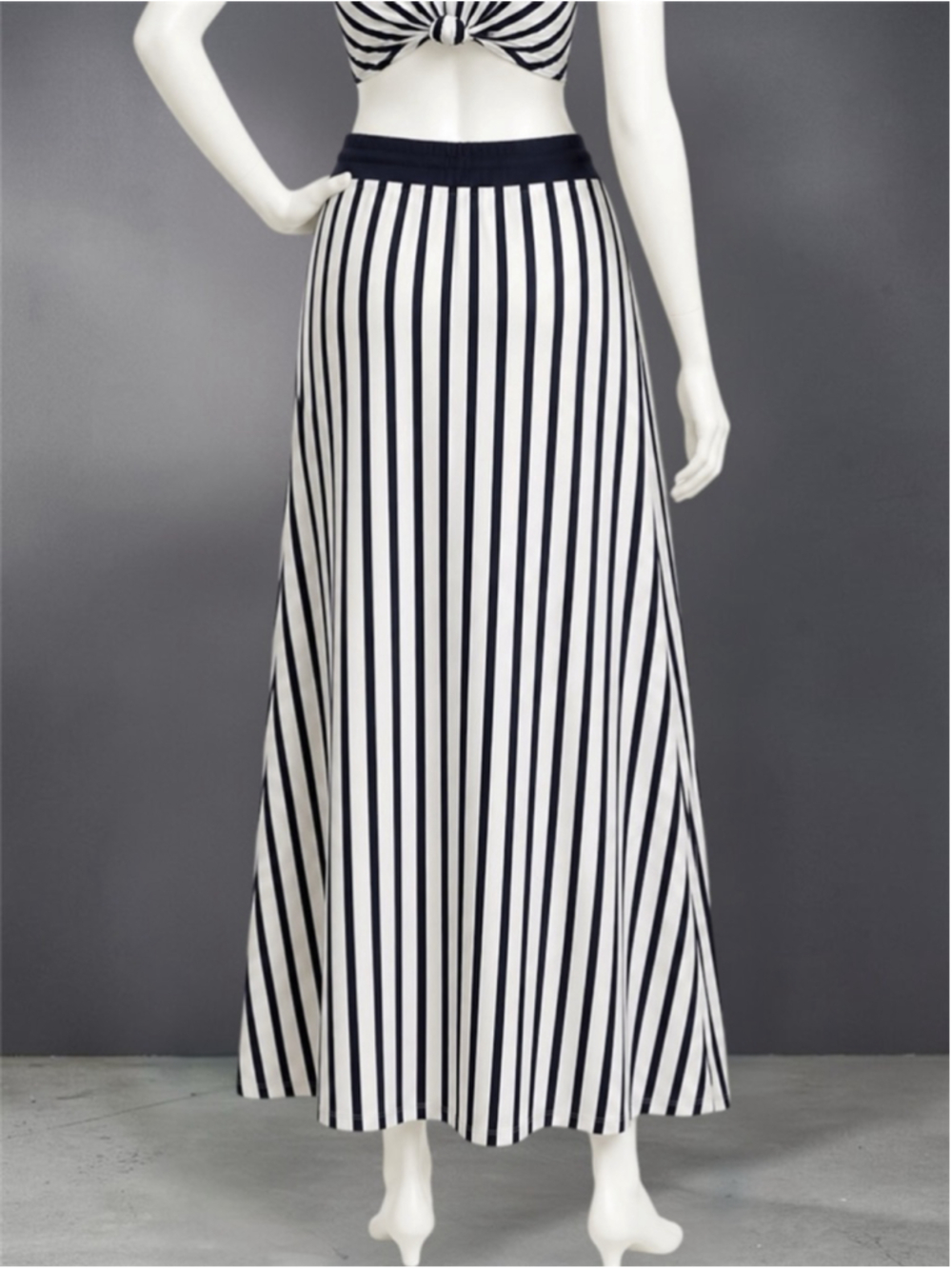 Zara Navy & White Knotted Striped Maxi Skirt – Size M – New - Picture 7 of 9